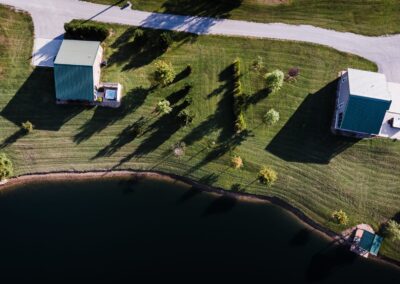 aerial image of Pinnon Lake Cabins